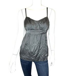 100%‎ Silk Empire Waist Babydoll Top Spaghetti Straps Size 8 Y2K Pleated